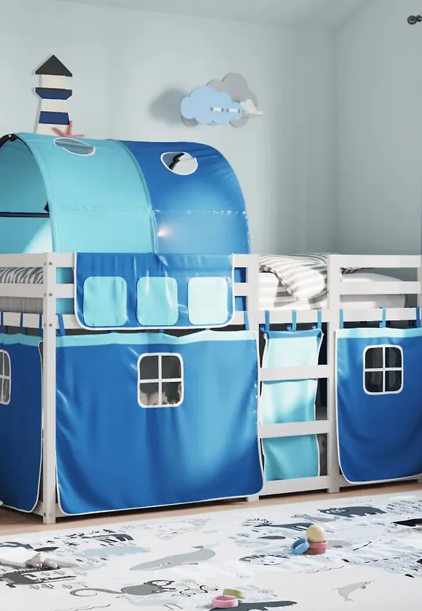 Blå vidaXL-säng i otroligt fin modell.