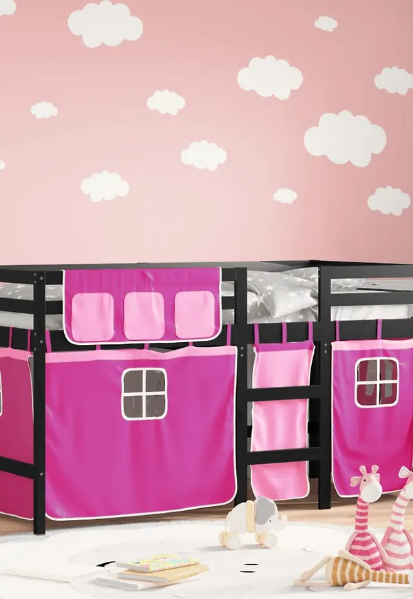 Rosa vidaXL-loftsäng i söt modell.