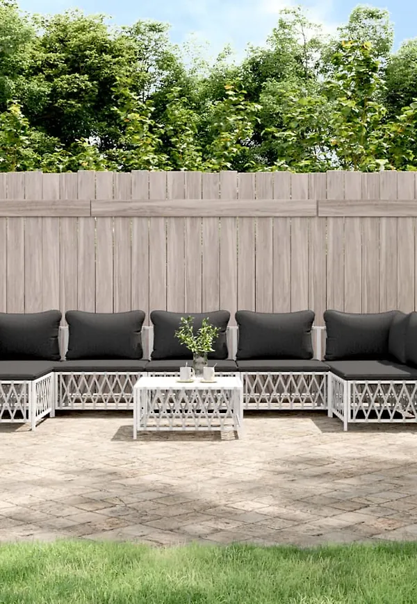 Jättefin trädgårdssoffa i vit färg gjord i bomull.