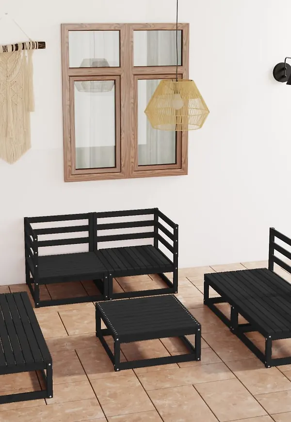 Svart vidaXL-loungegrupp i riktigt fin modell.