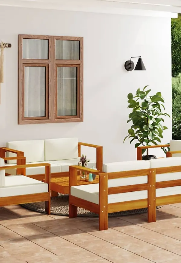 Vit vidaXL-teakutemöbel i otroligt snygg modell.