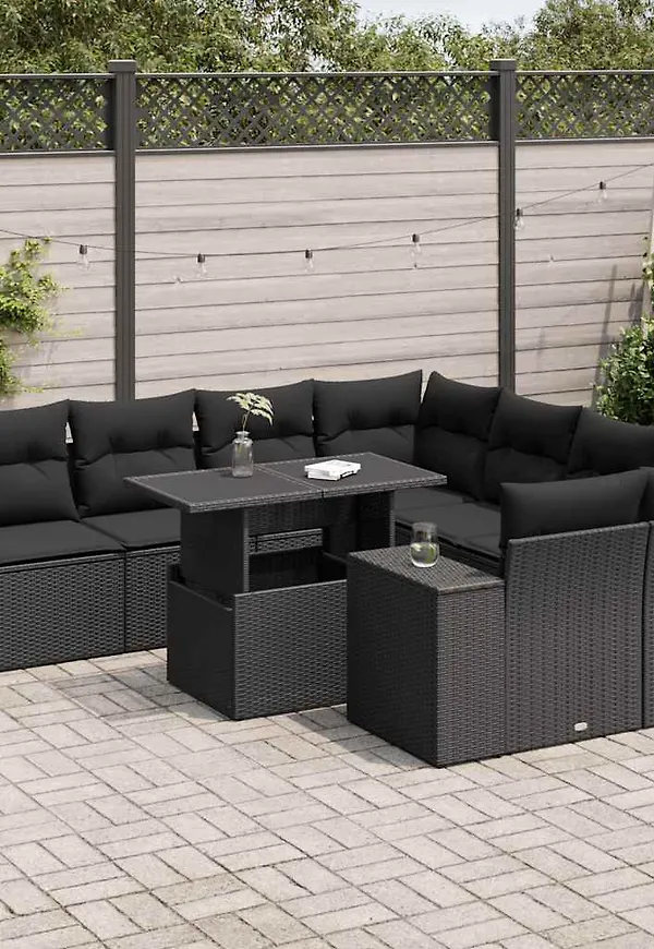 Svart vidaXL-trädgårdsbord i klassisk modell.