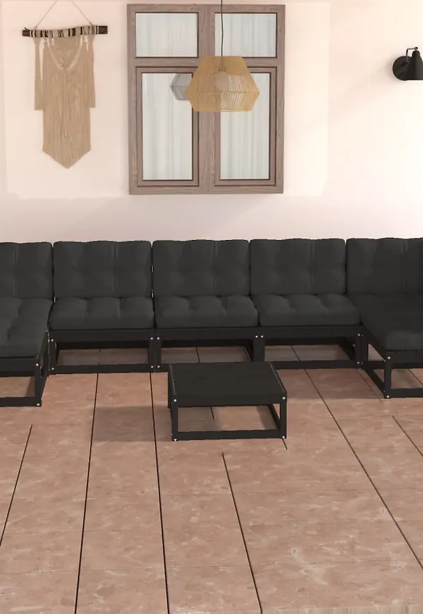 Svart vidaXL-loungegrupp i ikonisk modell.