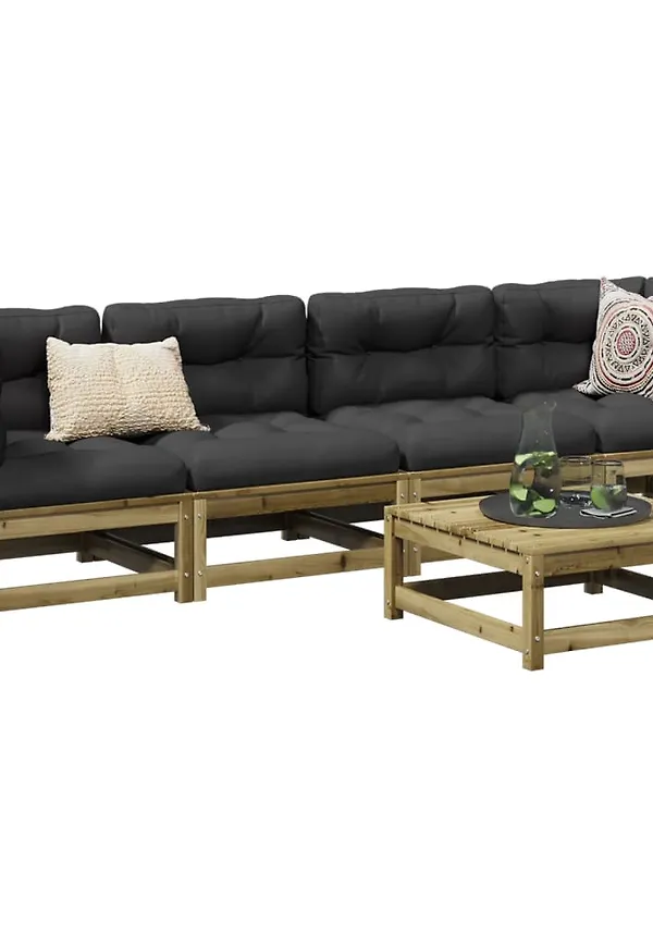 Otroligt snygg vidaxl soffgrupp i brun färg gjord i bomull.