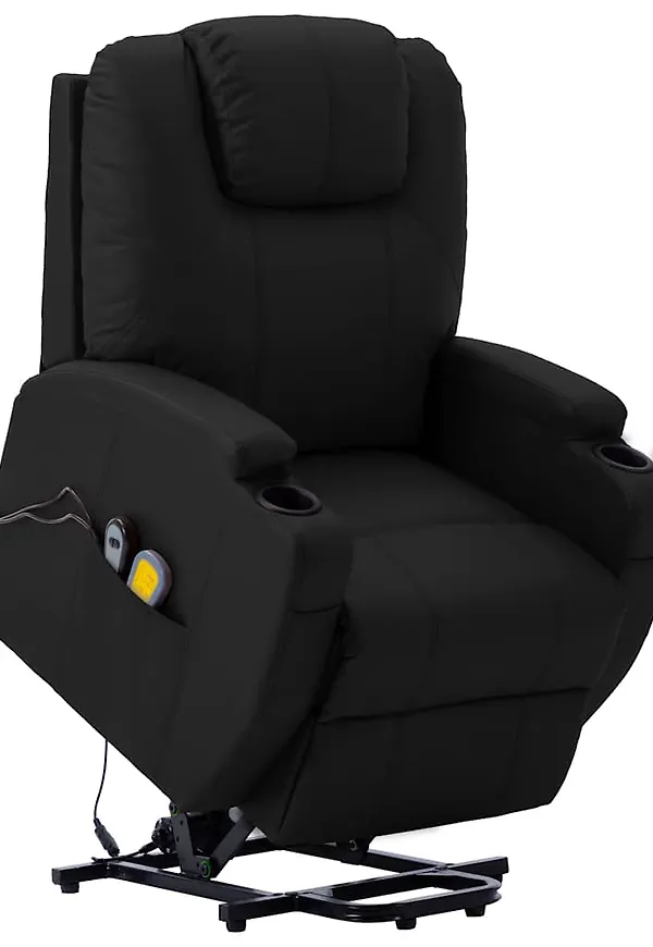 Jättesnygg vidaxl massagefåtölj i svart färg gjord i läder.