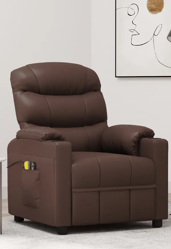 Brun vidaXL-läderstol i modern modell.