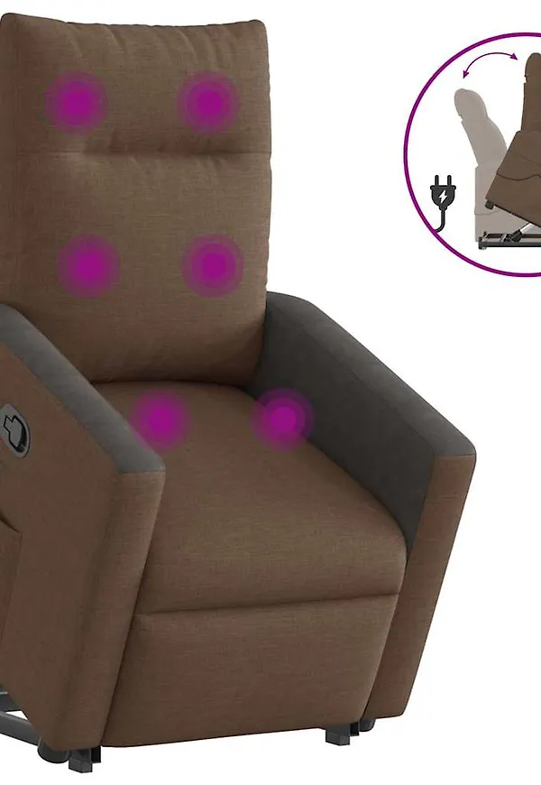 Härlig massagefåtölj i brun färg gjord i bomull.