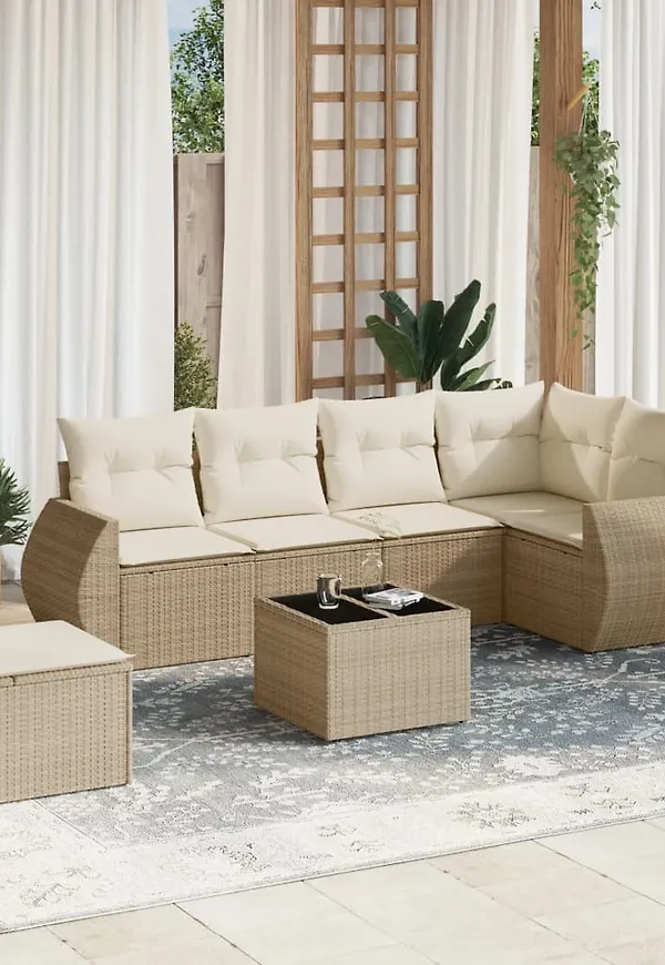 Beige vidaXL-soffgrupp i moderiktig modell.