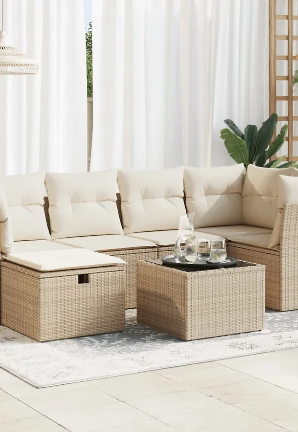 Beige vidaXL-matgrupp i fin modell.