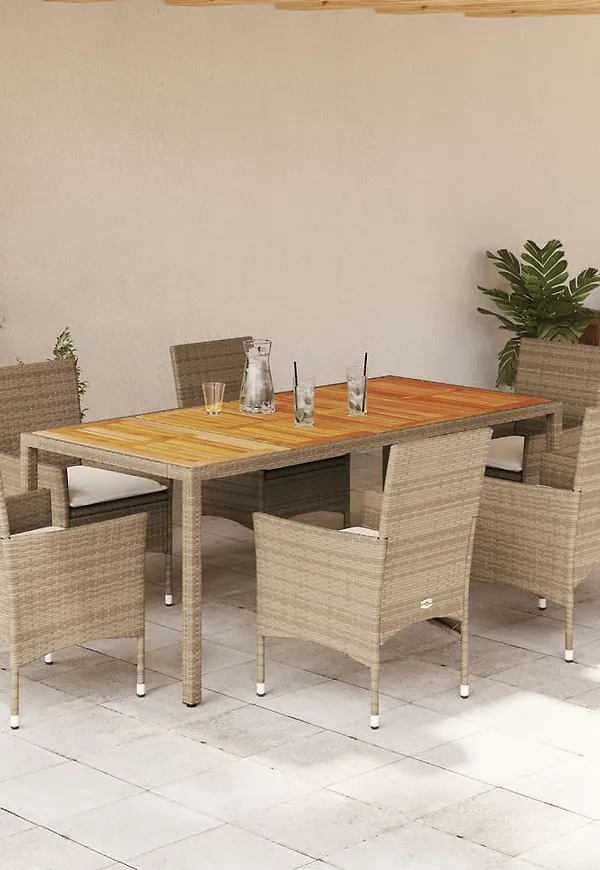 Beige vidaXL-trädgårdsbord i cool modell.