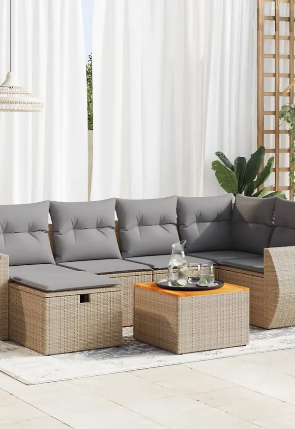 Beige vidaXL-möbelgrupp i fantastiskt snygg modell.