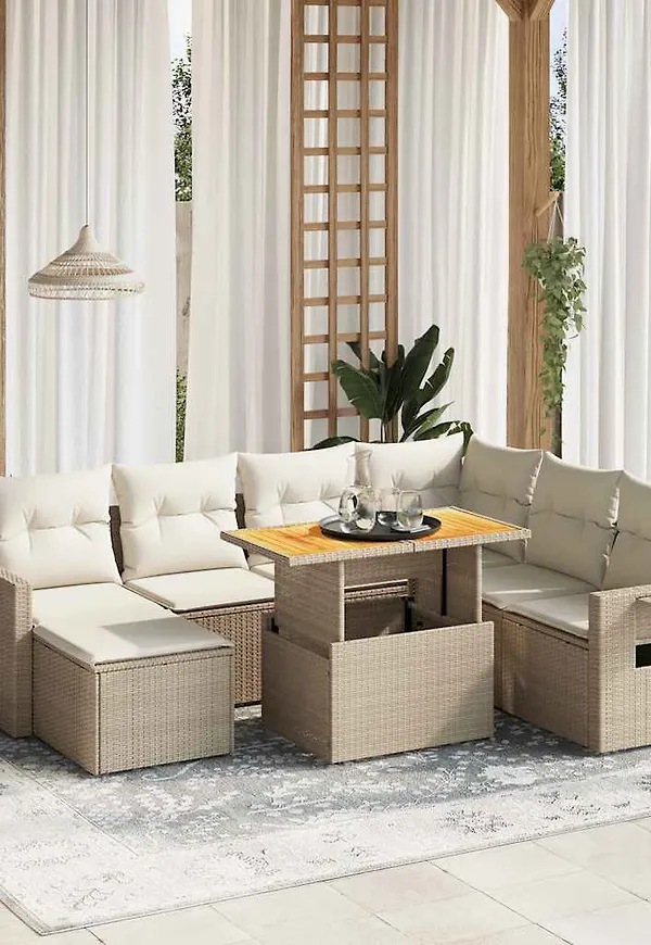 Smickrande trädgårdsbord i beiget från vidaXL.