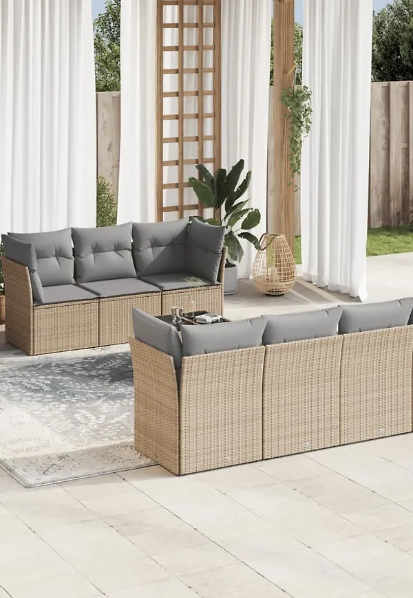 Härlig matgrupp i beiget från vidaXL.