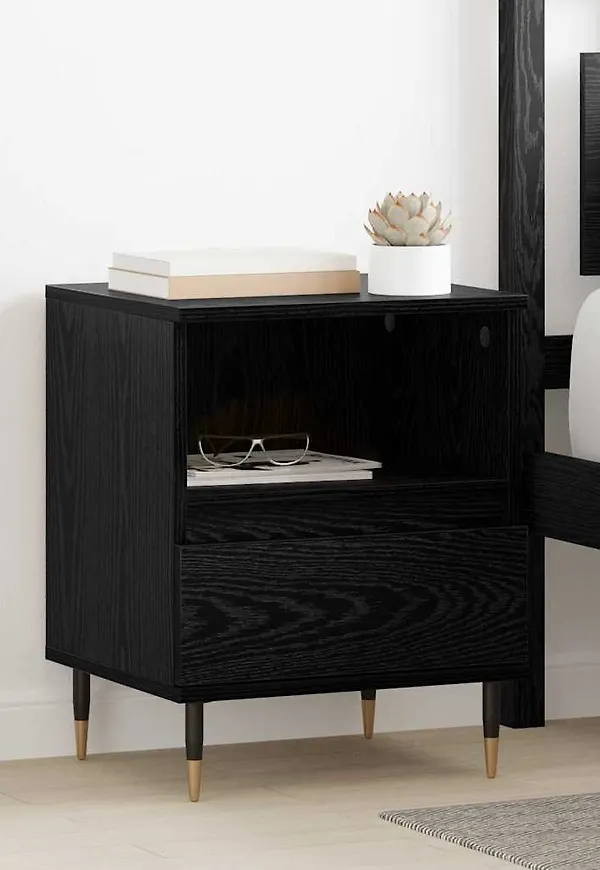 Modern vidaxl nattduksbord i svart färg gjord i ek.