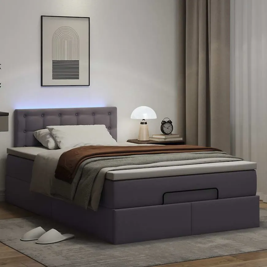 Klassisk grå säng i bomull från vidaXL.