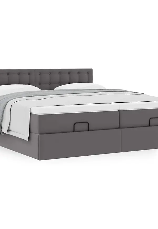 Fantastiskt snygg vidaxl säng i grå färg gjord i bomull.