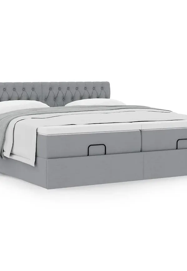 Grå vidaXL-säng i riktigt snygg modell.