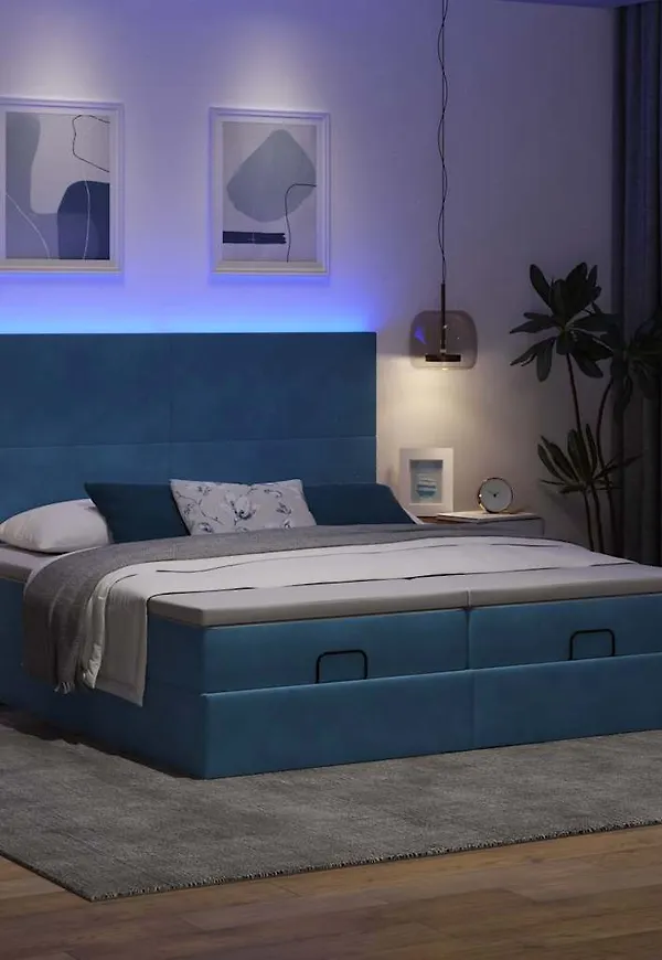 Snygg dubbelsäng i blått från vidaXL.