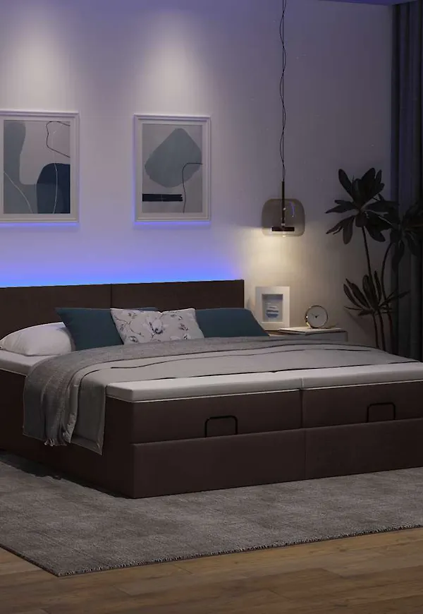 Modern brun dubbelsäng 2025 från vidaXL.