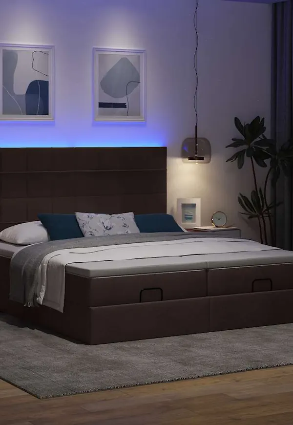 Vacker dubbelsäng i brunt från vidaXL.