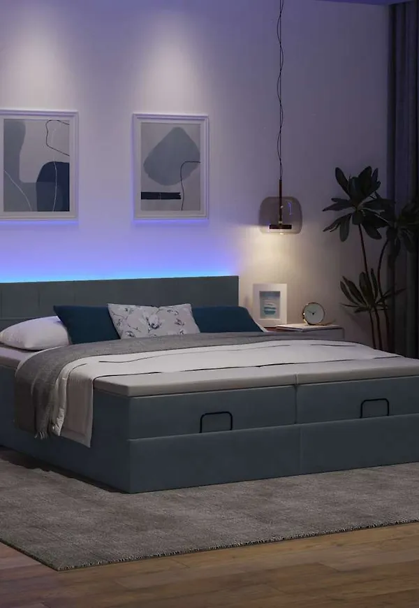 Grå vidaXL-dubbelsäng i klassisk modell.