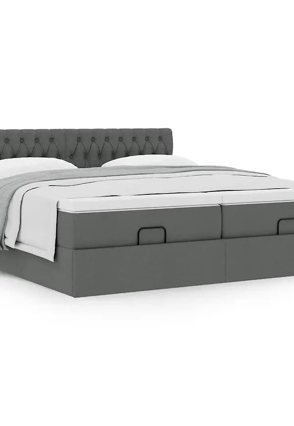 Grå vidaXL-dubbelsäng i stilren modell.