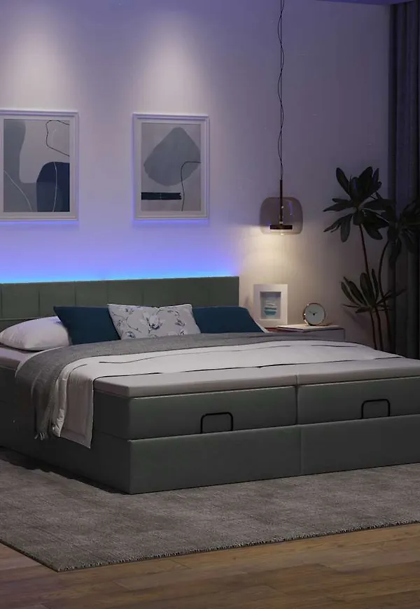 Grå dubbelsäng som passar perfekt till hösten 2025!