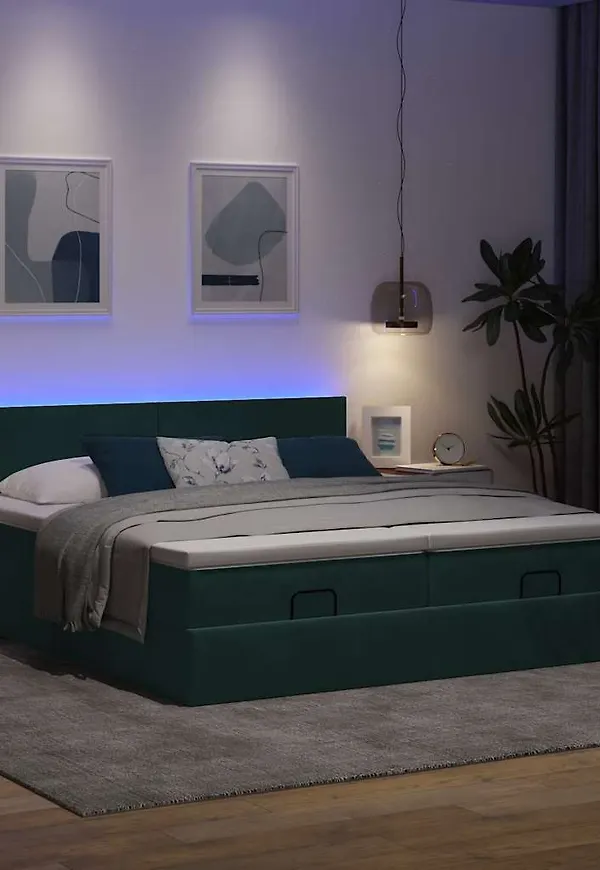 Grön vidaXL-enkelsäng i snygg modell.