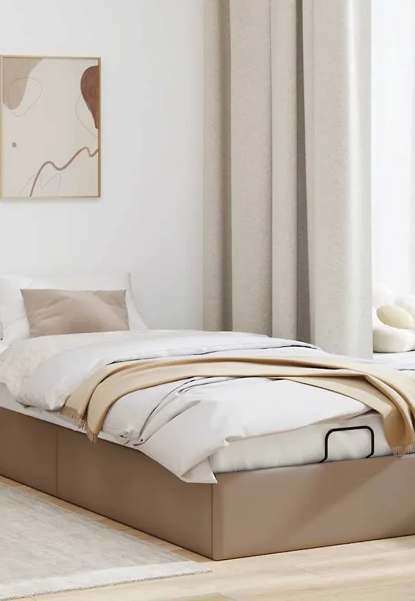 Cool brun sängram i läder från vidaXL.