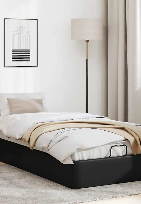 Elegant svart sängram i bomull från vidaXL.