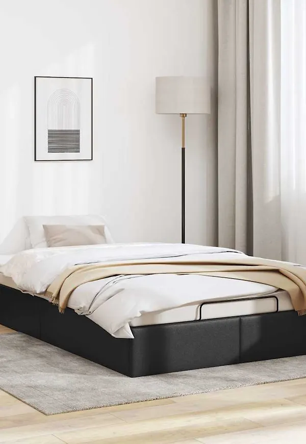 Otroligt snygg svart sängram i bomull från vidaXL.