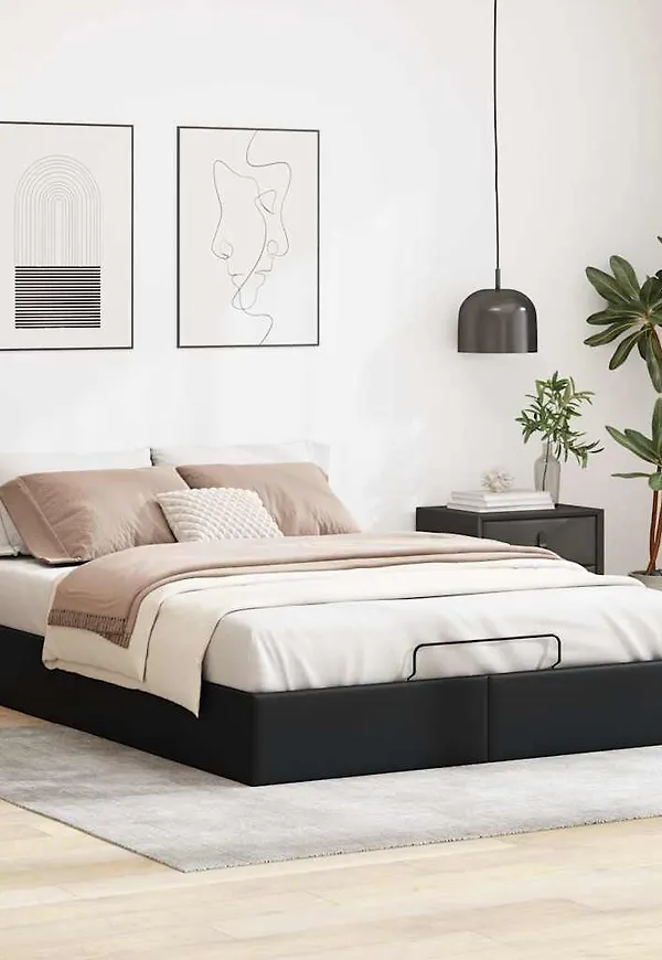 Svart vidaXL-sängram i elegant modell.