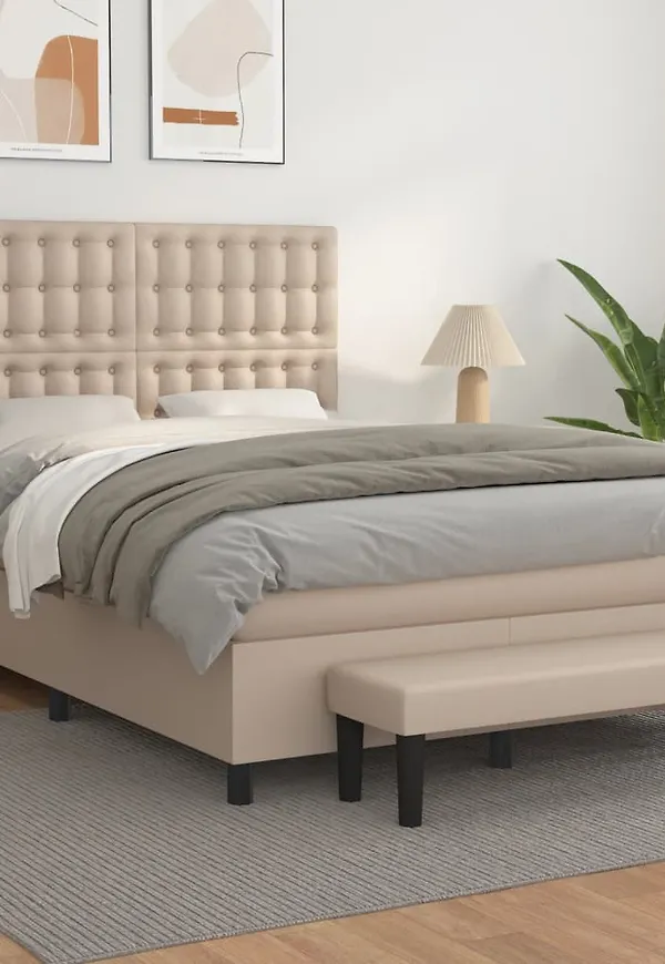 Moderiktig vidaxl säng i brun färg gjord i bomull.