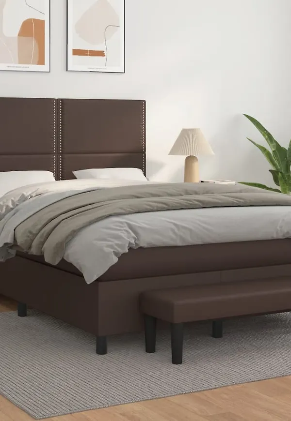 Supersnygg vidaxl säng i brun färg gjord i bomull.