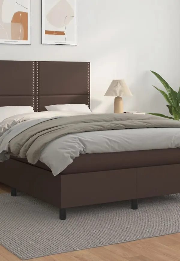 Trendig vidaxl säng i brun färg gjord i bomull.
