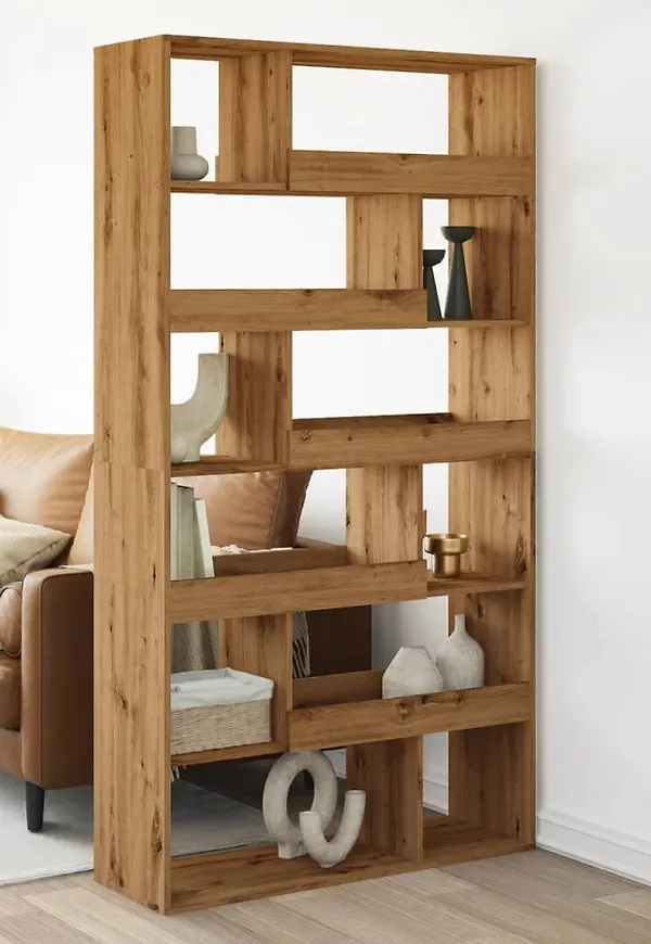 Jättefin vidaxl hylla i brun färg gjord i ek.