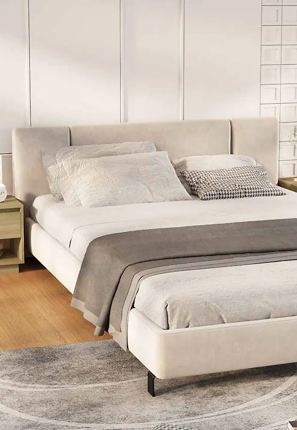 Beige vidaXL-ekbord i mysig modell.