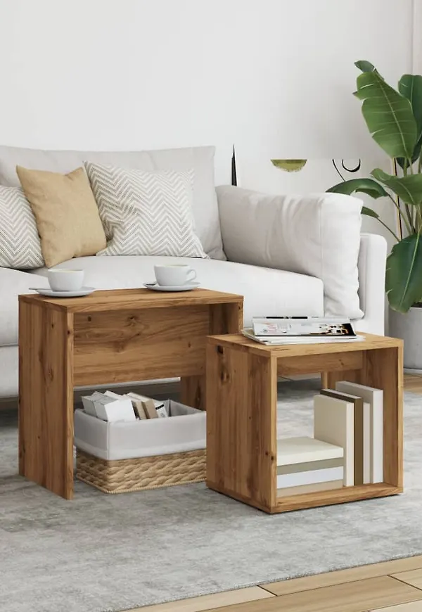 Smickrande vidaxl avlastningsbord i brun färg gjord i ek.