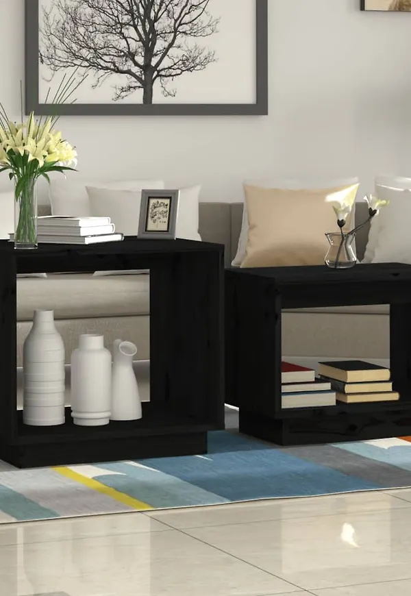 Svart vidaXL-sidobord i söt modell.