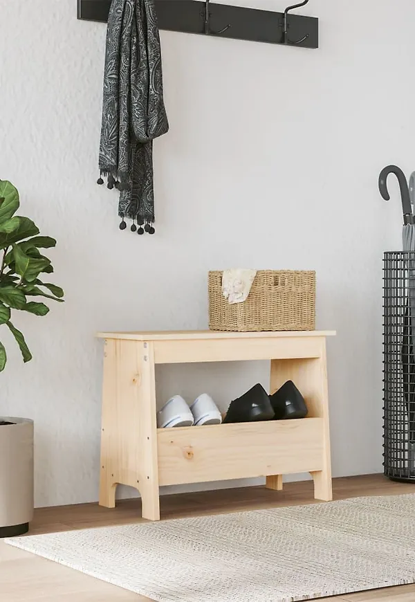 Brun vidaXL-hallbänk i skön modell.