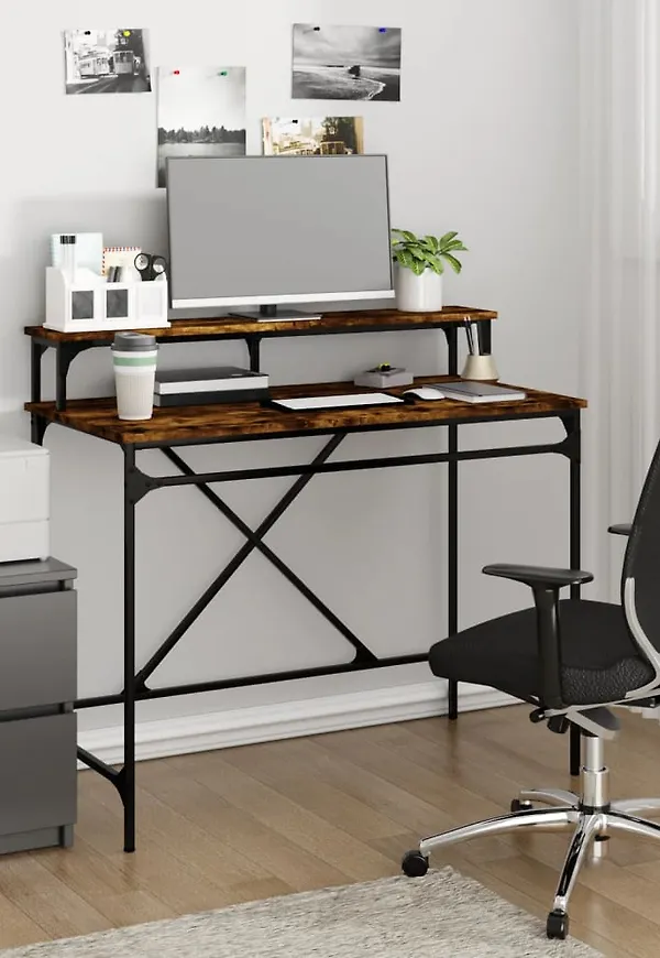 Brun vidaXL-skrivbord i smickrande modell.