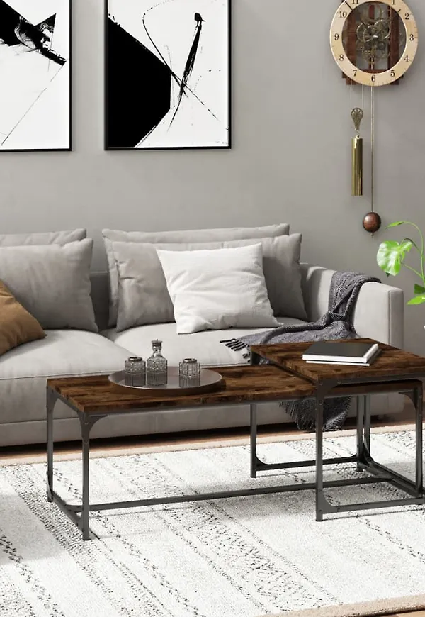 Ikonisk vidaxl soffbord i brun färg gjord i ek.