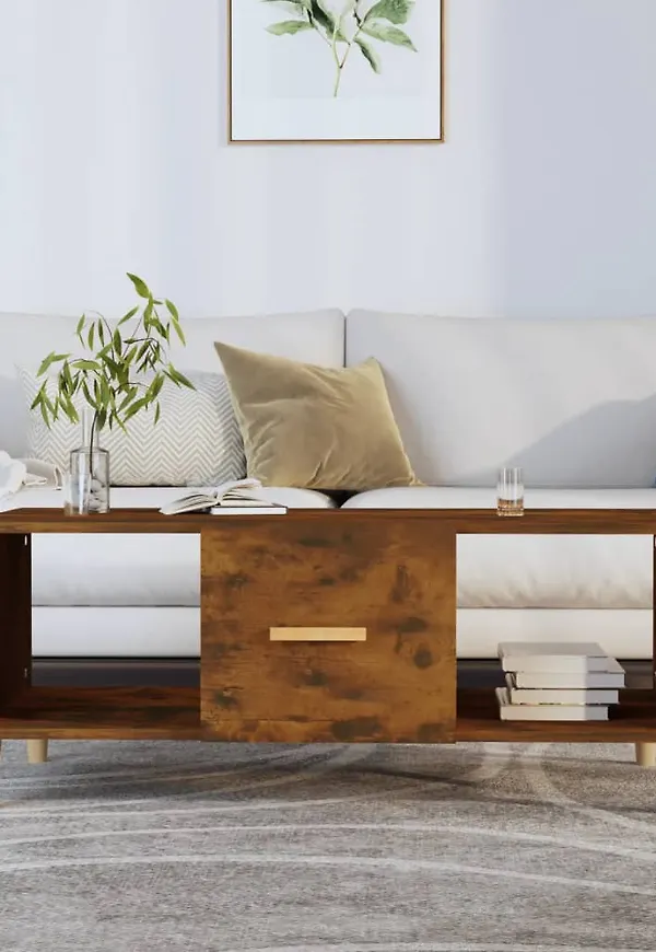 Brun vidaXL-avlastningsbord i ek i skön modell.