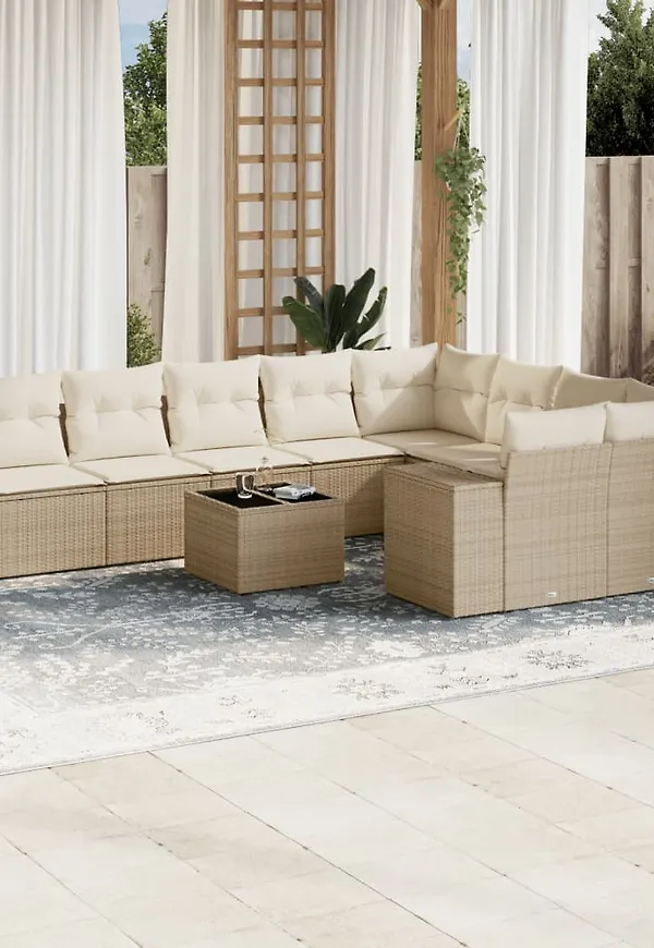 Beige vidaXL-soffgrupp i fin modell.