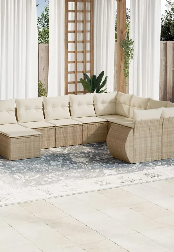 Beige vidaXL-möbelgrupp i mysig modell.