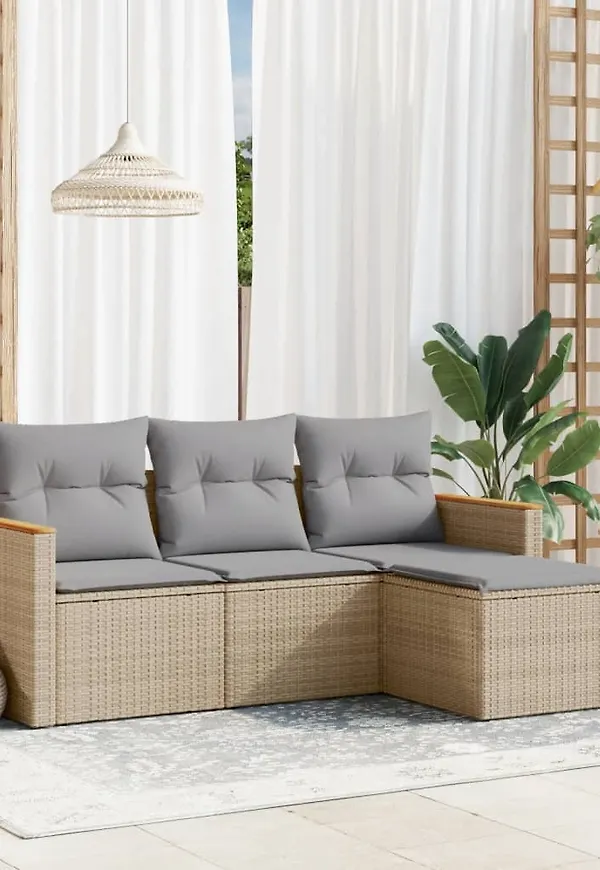 Beige vidaXL-soffgrupp i fin modell.