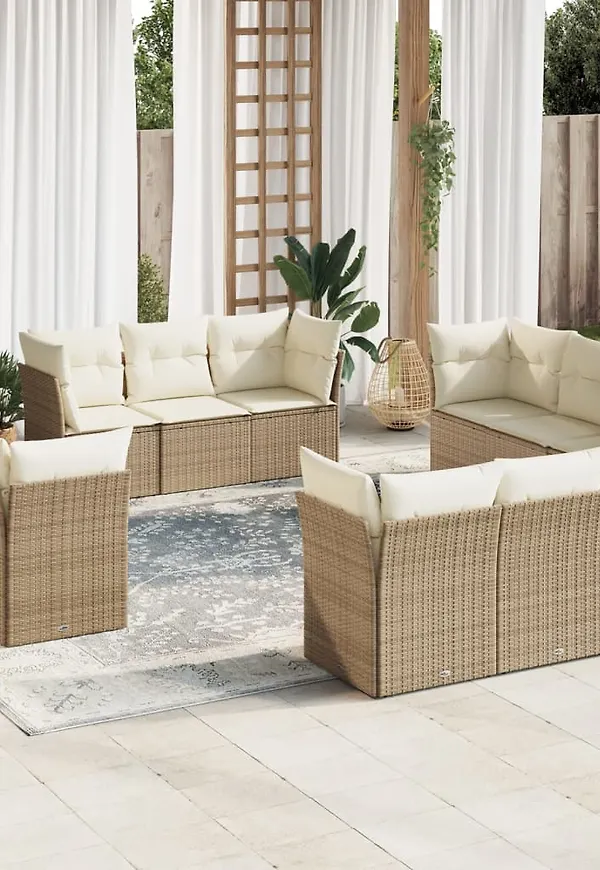 Beige vidaXL-soffgrupp i riktigt snygg modell.