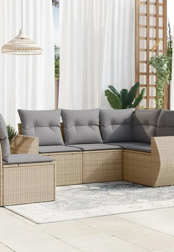 Skön soffgrupp i beiget från vidaXL.