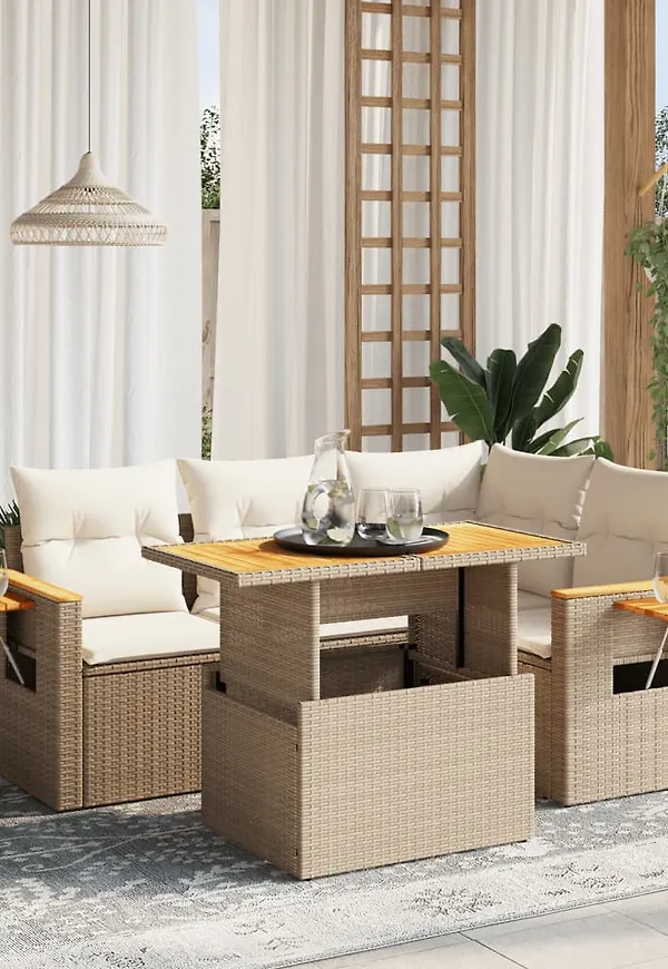 Beige vidaXL-matbord i jättesnygg modell.