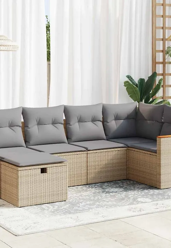 Beige vidaXL-möbelgrupp i härlig modell.